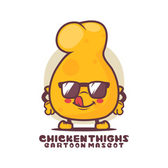 chicken thigngs cartoon mascot. food vector illustration