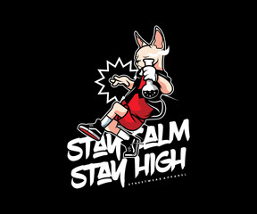 Stay calm stay high cat illustration t shirt design, vector graphic, typographic poster or tshirts street wear and Urban style