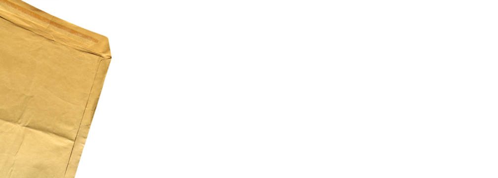 Brown and beige open cardboard paper mail envelope on a white transparent background. Can be used in company correspondence - Powered by Adobe