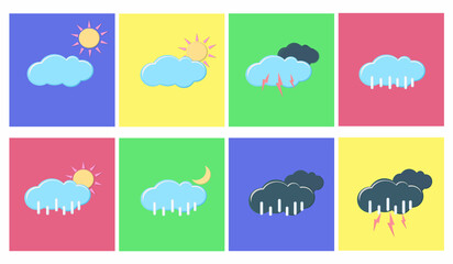 Fototapeta premium Set of nine clouds. Weather forecast illustration