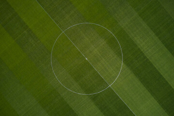 Football field aerial view. Center football field top view. The central part of the football field...