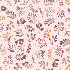 abstract multicolor small flowers and berries all over textiles design illustration digital image, can be used for gift paper and clothes motif