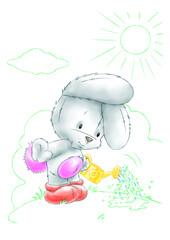 Peluche ourson jardinage