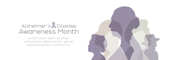 Alzheimer's Disease Awareness Month banner. Card with place for text.