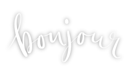 Bannière calligraphique BONJOUR sur fond transparent © HowLettery Studio