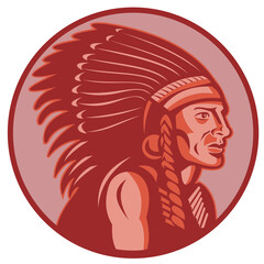 native american indian chief side view