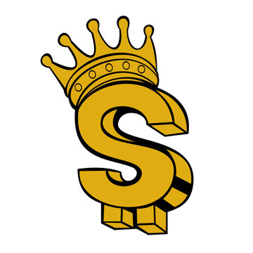 Gold Dollar Sign With Crown