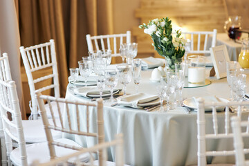 Fototapeta na wymiar table set for a wedding reception