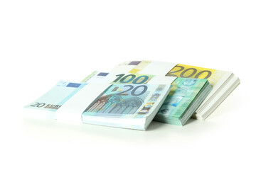 Concept of financials, Euros isolated on white background