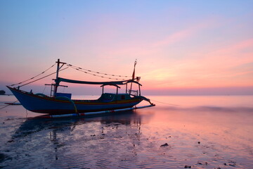 boat at sunset