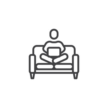 Remote Work From Home Line Icon