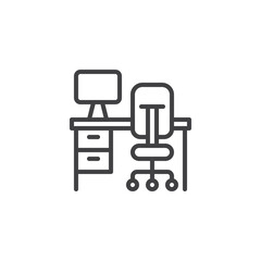 Office workplace line icon