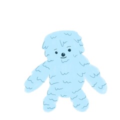 Cute blue monster doodle isolated on white