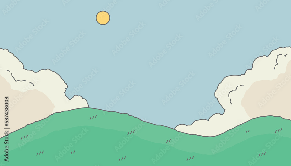 Poster editable landscape views vector background with modern style