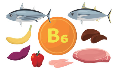 Vector illustration of food containing vitamin B6.