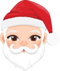 Christmas characters heads with Cute Santa Claus cartoon characters for design