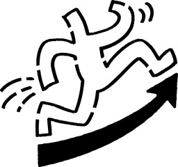 上向きの矢印と走る棒人間