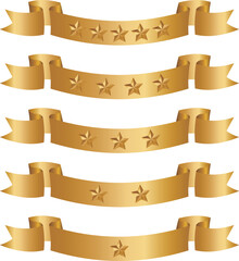 評価1～5の星とリボン素材　ゴールド