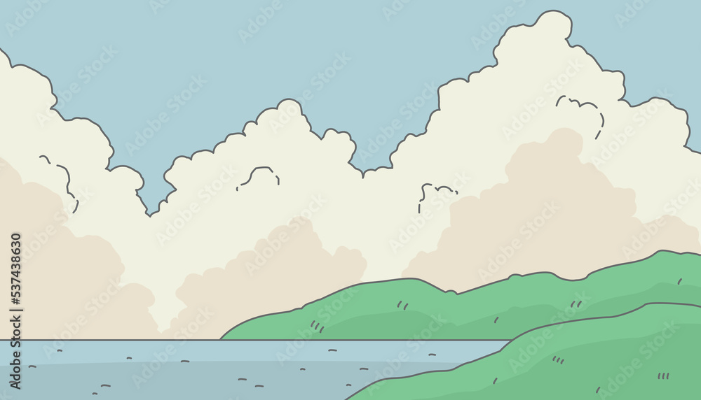 Poster editable landscape views vector background with modern style