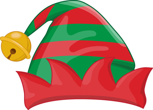 Christmas hat or Elf hat in new year holiday cartoon design
