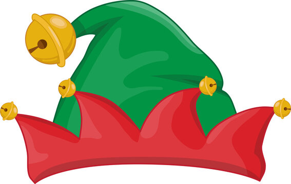 Christmas hat or Elf hat in new year holiday cartoon design