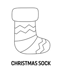 Coloring page with Christmas Sock for kids