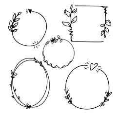 Hand drawn circle line sketch set. Vector circular scribble doodle round circles for message note mark design element. Pencil or pen graffiti bubble or ball draft illustration.