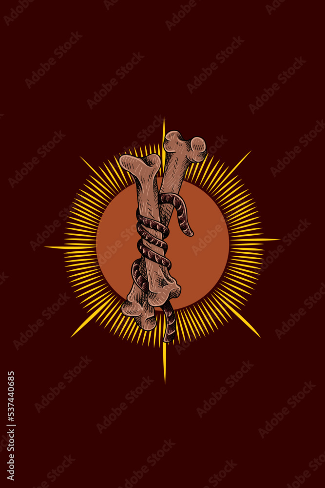 Wall mural Bone with rope vector illustration - Wall murals