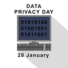Data Privacy Day. Holiday symbol or icon in flat style. Vector