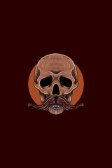 Skull with mustache vector illustration
