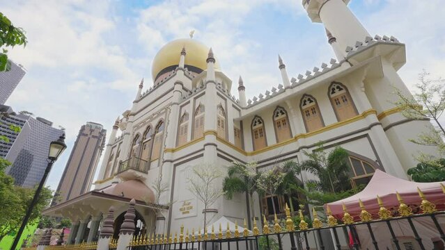 Singapore - September 23 ,2022 : The Masjid Sultan Mosque location on Muscat Street and North Bridge Road within the Kampong Glam precinct of Singapore