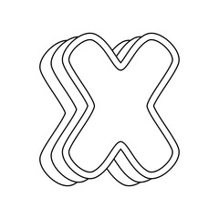 Coloring page with Letter X for kids