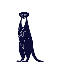 Mongoose animal standing on a white background. Cartoon style  illustration