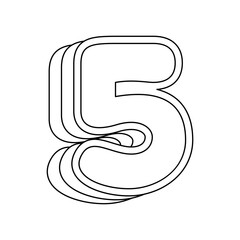 Coloring page with Number 5 for kids