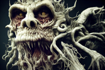 Portrait of a scary monster alien. Nightmare alien monster looking a t the camera