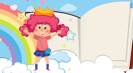 Opened book with blank page template