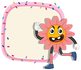 Flower cartoon frame for text template