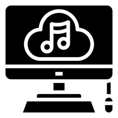 Music Cloud glyph icon,linear,outline,graphic,illustration