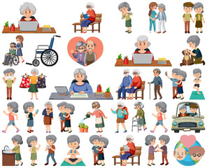 Collection of elderly people icons