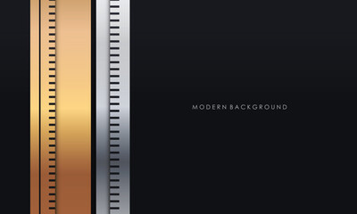 Obraz premium Abstract black with golden and silver background