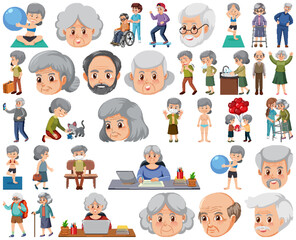 Collection of elderly people icons