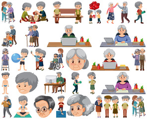 Fototapeta premium Collection of elderly people icons