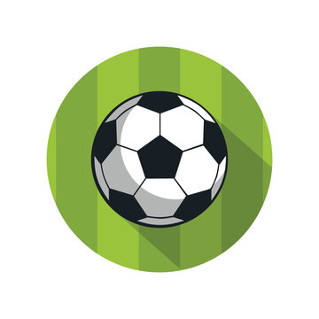 Soccer ball on the field, round color icon, vector illustration