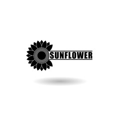 Fototapeta premium Sunflower logo icon with shadow