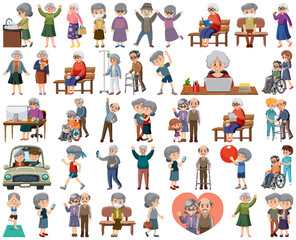 Collection of elderly people icons