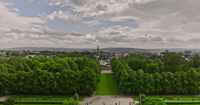 Oslo Norway v42 cinematic low level drone flyover frogner park towards majorstuen residential neighborhood with single dwellings on a beautiful sunny day in summer - Shot with Mavic 3 Cine - June 2022