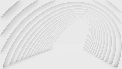 3d Illustration abstract Technology Wallpaper. White Tunnel Background.