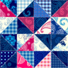 Naklejka premium Patchwork textile pattern. Seamless quilting design background.