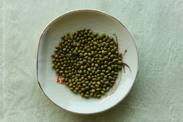Mung bean in porcelain plate