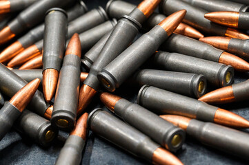 Scattered service cartridges on table at military plant